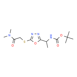 ChemSpider 2D Image | 2-Methyl-2-propanyl [1-(5-{[2-(dimethylamino)-2-oxoethyl]sulfanyl}-1,3,4-oxadiazol-2-yl)ethyl]carbamate | C13H22N4O4S