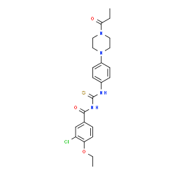 ChemSpider 2D Image | 3-Chloro-4-ethoxy-N-{[4-(4-propionyl-1-piperazinyl)phenyl]carbamothioyl}benzamide | C23H27ClN4O3S