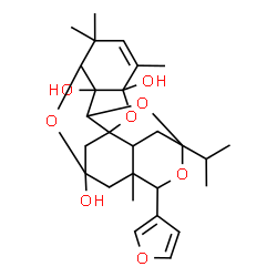 ChemSpider 2D Image | 13-(3-Furyl)-11-isopropyl-4,6,6,14-tetramethyl-2,10,12,20-tetraoxahexacyclo[9.6.2.1~7,16~.0~1,9~.0~3,8~.0~14,18~]icos-4-ene-3,8,16-triol | C27H36O8