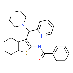 ChemSpider 2D Image | N-{3-[4-Morpholinyl(2-pyridinyl)methyl]-4,5,6,7-tetrahydro-1-benzothiophen-2-yl}benzamide | C25H27N3O2S