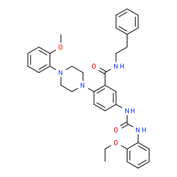 ChemSpider 2D Image | 5-{[(2-Ethoxyphenyl)carbamoyl]amino}-2-[4-(2-methoxyphenyl)-1-piperazinyl]-N-(2-phenylethyl)benzamide | C35H39N5O4