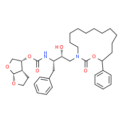 ChemSpider 2D Image | (3R,3aS,6aR)-Hexahydrofuro[2,3-b]furan-3-yl [(2S,3R)-3-hydroxy-4-(2-oxo-15-phenyl-1-oxa-3-azacyclopentadecan-3-yl)-1-phenyl-2-butanyl]carbamate | C36H50N2O7