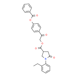 ChemSpider 2D Image | 2-[4-(Benzoyloxy)phenyl]-2-oxoethyl 1-(2-ethylphenyl)-5-oxo-3-pyrrolidinecarboxylate | C28H25NO6