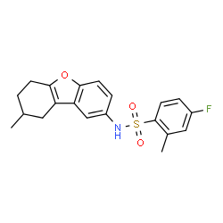 ChemSpider 2D Image | 4-Fluoro-2-methyl-N-(8-methyl-6,7,8,9-tetrahydrodibenzo[b,d]furan-2-yl)benzenesulfonamide | C20H20FNO3S