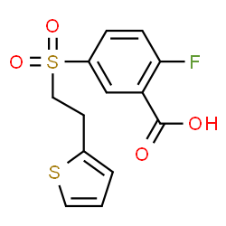 ChemSpider 2D Image | 2-Fluoro-5-{[2-(2-thienyl)ethyl]sulfonyl}benzoic acid | C13H11FO4S2