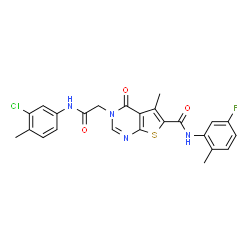 ChemSpider 2D Image | 3-{2-[(3-Chloro-4-methylphenyl)amino]-2-oxoethyl}-N-(5-fluoro-2-methylphenyl)-5-methyl-4-oxo-3,4-dihydrothieno[2,3-d]pyrimidine-6-carboxamide | C24H20ClFN4O3S