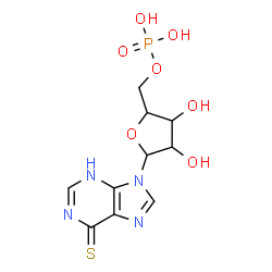 ChemSpider 2D Image | 9-(5-O-Phosphonopentofuranosyl)-3,9-dihydro-6H-purine-6-thione | C10H13N4O7PS