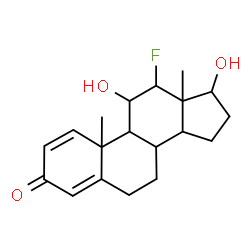ChemSpider 2D Image | 12-Fluoro-11,17-dihydroxyandrosta-1,4-dien-3-one | C19H25FO3