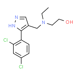 ChemSpider 2D Image | 2-[{[5-(2,4-Dichlorophenyl)-1H-pyrazol-4-yl]methyl}(ethyl)amino]ethanol | C14H17Cl2N3O