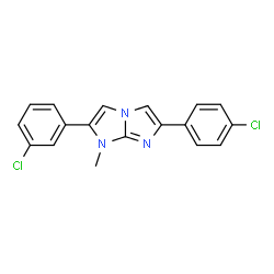 ChemSpider 2D Image | 2-(3-Chlorophenyl)-6-(4-chlorophenyl)-1-methyl-1H-imidazo[1,2-a]imidazole | C18H13Cl2N3