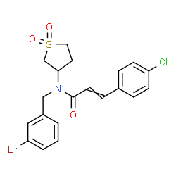 ChemSpider 2D Image | N-(3-Bromobenzyl)-3-(4-chlorophenyl)-N-(1,1-dioxidotetrahydro-3-thiophenyl)acrylamide | C20H19BrClNO3S