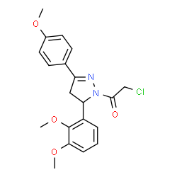 ChemSpider 2D Image | 2-Chloro-1-[5-(2,3-dimethoxyphenyl)-3-(4-methoxyphenyl)-4,5-dihydro-1H-pyrazol-1-yl]ethanone | C20H21ClN2O4