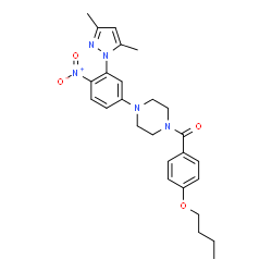 ChemSpider 2D Image | (4-Butoxyphenyl){4-[3-(3,5-dimethyl-1H-pyrazol-1-yl)-4-nitrophenyl]-1-piperazinyl}methanone | C26H31N5O4