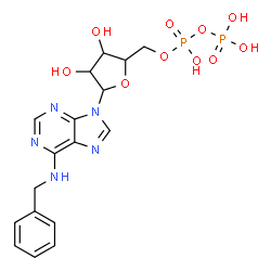 ChemSpider 2D Image | N-Benzyl-9-{5-O-[hydroxy(phosphonooxy)phosphoryl]pentofuranosyl}-9H-purin-6-amine | C17H21N5O10P2