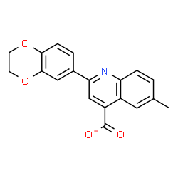 ChemSpider 2D Image | 2-(2,3-Dihydro-1,4-benzodioxin-6-yl)-6-methyl-4-quinolinecarboxylate | C19H14NO4