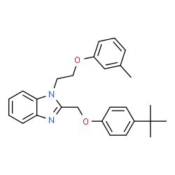 ChemSpider 2D Image | 1-[2-(3-Methylphenoxy)ethyl]-2-{[4-(2-methyl-2-propanyl)phenoxy]methyl}-1H-benzimidazole | C27H30N2O2