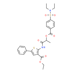 ChemSpider 2D Image | Ethyl 2-[(2-{[4-(diethylsulfamoyl)benzoyl]oxy}propanoyl)amino]-5-phenyl-3-thiophenecarboxylate | C27H30N2O7S2