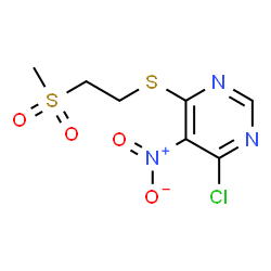 ChemSpider 2D Image | 4-Chloro-6-{[2-(methylsulfonyl)ethyl]sulfanyl}-5-nitropyrimidine | C7H8ClN3O4S2