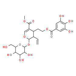 ChemSpider 2D Image | Methyl 2-(hexopyranosyloxy)-4-{2-[(3,4,5-trihydroxybenzoyl)oxy]ethyl}-3-vinyl-3,4-dihydro-2H-pyran-5-carboxylate | C24H30O14