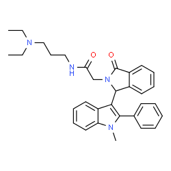 ChemSpider 2D Image | N-[3-(Diethylamino)propyl]-2-[1-(1-methyl-2-phenyl-1H-indol-3-yl)-3-oxo-1,3-dihydro-2H-isoindol-2-yl]acetamide | C32H36N4O2
