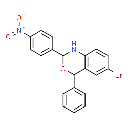 ChemSpider 2D Image | 6-Bromo-2-(4-nitrophenyl)-4-phenyl-1,4-dihydro-2H-3,1-benzoxazine | C20H15BrN2O3