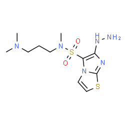 ChemSpider 2D Image | N-[3-(Dimethylamino)propyl]-6-hydrazino-N-methylimidazo[2,1-b][1,3]thiazole-5-sulfonamide | C11H20N6O2S2