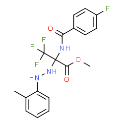 ChemSpider 2D Image | Methyl 3,3,3-trifluoro-2-[(4-fluorobenzoyl)amino]-2-[2-(2-methylphenyl)hydrazino]propanoate | C18H17F4N3O3