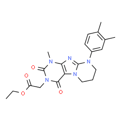 ChemSpider 2D Image | Ethyl [9-(3,4-dimethylphenyl)-1-methyl-2,4-dioxo-1,4,6,7,8,9-hexahydropyrimido[2,1-f]purin-3(2H)-yl]acetate | C21H25N5O4