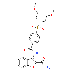 ChemSpider 2D Image | 3-({4-[Bis(2-methoxyethyl)sulfamoyl]benzoyl}amino)-1-benzofuran-2-carboxamide | C22H25N3O7S