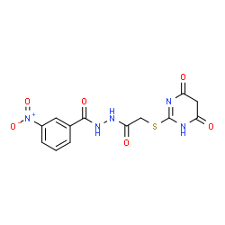 ChemSpider 2D Image | N'-{[(4,6-Dioxo-1,4,5,6-tetrahydro-2-pyrimidinyl)sulfanyl]acetyl}-3-nitrobenzohydrazide | C13H11N5O6S