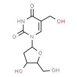 ChemSpider 2D Image | 1-(2-Deoxypentofuranosyl)-5-(hydroxymethyl)-2,4(1H,3H)-pyrimidinedione | C10H14N2O6