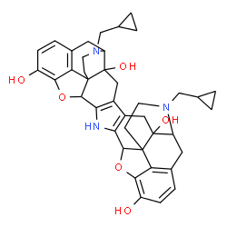 ChemSpider 2D Image | 11,33-Bis(cyclopropylmethyl)-19,25-dioxa-11,22,33-triazaundecacyclo[24.9.1.1~8,14~.0~1,24~.0~2,32~.0~4,23~.0~5,21~.0~7,12~.0~8,20~.0~18,37~.0~30,36~]heptatriaconta-4(23),5(21),14(37),15,17,26(36),27,2
9-octaene-2,7,17,27-tetrol | C40H43N3O6