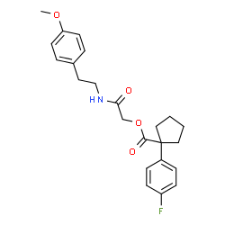 ChemSpider 2D Image | 2-{[2-(4-Methoxyphenyl)ethyl]amino}-2-oxoethyl 1-(4-fluorophenyl)cyclopentanecarboxylate | C23H26FNO4