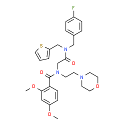 ChemSpider 2D Image | N-{2-[(4-Fluorobenzyl)(2-thienylmethyl)amino]-2-oxoethyl}-2,4-dimethoxy-N-[2-(4-morpholinyl)ethyl]benzamide | C29H34FN3O5S
