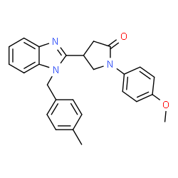ChemSpider 2D Image | 1-(4-Methoxyphenyl)-4-[1-(4-methylbenzyl)-1H-benzimidazol-2-yl]-2-pyrrolidinone | C26H25N3O2