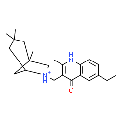 ChemSpider 2D Image | 6-[(6-Ethyl-2-methyl-4-oxo-1,4-dihydro-3-quinolinyl)methyl]-1,3,3-trimethyl-6-azoniabicyclo[3.2.1]octane | C23H33N2O
