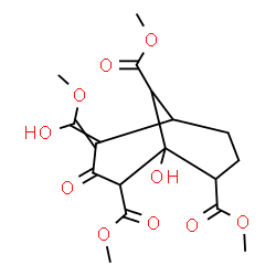 ChemSpider 2D Image | Trimethyl 1-hydroxy-4-[hydroxy(methoxy)methylene]-3-oxobicyclo[3.3.1]nonane-2,8,9-tricarboxylate | C17H22O10