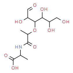 ChemSpider 2D Image | 2-({2-[(2,4,5,6-Tetrahydroxy-1-oxo-3-hexanyl)oxy]propanoyl}amino)propanoic acid | C12H21NO9