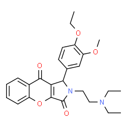 ChemSpider 2D Image | 2-[2-(Diethylamino)ethyl]-1-(4-ethoxy-3-methoxyphenyl)-1,2-dihydrochromeno[2,3-c]pyrrole-3,9-dione | C26H30N2O5