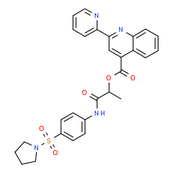 ChemSpider 2D Image | 1-Oxo-1-{[4-(1-pyrrolidinylsulfonyl)phenyl]amino}-2-propanyl 2-(2-pyridinyl)-4-quinolinecarboxylate | C28H26N4O5S