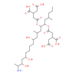 ChemSpider 2D Image | 2,2'-{(19-Amino-11,16,18-trihydroxy-4,9-dimethyl-6,7-icosanediyl)bis[oxy(2-oxo-2,1-ethanediyl)]}disuccinic acid | C34H59NO15