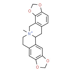 ChemSpider 2D Image | 5-Methyl-6,7,12b,13-tetrahydro-4H-[1,3]dioxolo[4,5-g][1,3]dioxolo[7,8]isoquinolino[3,2-a]isoquinolin-5-ium | C20H20NO4
