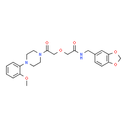 ChemSpider 2D Image | N-(1,3-Benzodioxol-5-ylmethyl)-2-{2-[4-(2-methoxyphenyl)-1-piperazinyl]-2-oxoethoxy}acetamide | C23H27N3O6