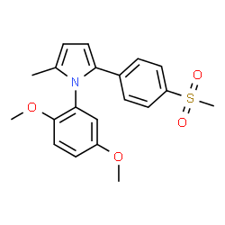 ChemSpider 2D Image | 1-(2,5-Dimethoxyphenyl)-2-methyl-5-[4-(methylsulfonyl)phenyl]-1H-pyrrole | C20H21NO4S