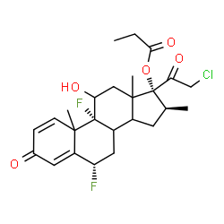 ChemSpider 2D Image | (6alpha,8xi,10xi,13xi,14xi,16beta)-21-Chloro-6,9-difluoro-11-hydroxy-16-methyl-3,20-dioxopregna-1,4-dien-17-yl propionate | C25H31ClF2O5