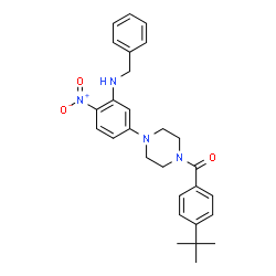 ChemSpider 2D Image | {4-[3-(Benzylamino)-4-nitrophenyl]-1-piperazinyl}[4-(2-methyl-2-propanyl)phenyl]methanone | C28H32N4O3