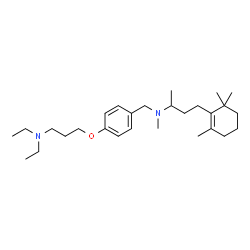 ChemSpider 2D Image | N-{4-[3-(Diethylamino)propoxy]benzyl}-N-methyl-4-(2,6,6-trimethyl-1-cyclohexen-1-yl)-2-butanamine | C28H48N2O