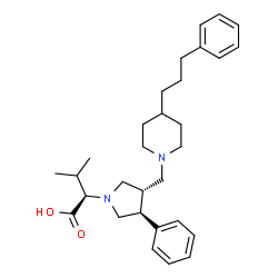 ChemSpider 2D Image | (2R)-3-Methyl-2-[(3S,4S)-3-phenyl-4-{[4-(3-phenylpropyl)-1-piperidinyl]methyl}-1-pyrrolidinyl]butanoic acid | C30H42N2O2