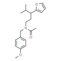 ChemSpider 2D Image | N-[3-(2-Furyl)-4-methylpentyl]-N-(4-methoxybenzyl)acetamide | C20H27NO3