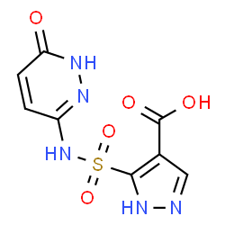 ChemSpider 2D Image | 5-[(6-Oxo-1,6-dihydro-3-pyridazinyl)sulfamoyl]-1H-pyrazole-4-carboxylic acid | C8H7N5O5S